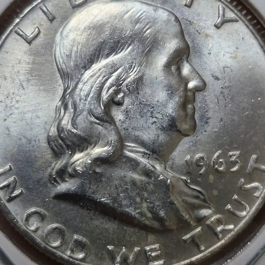 [BUNJANG] 1963 Denver Benjamin Franklin Silver Half Dollar - Uncirculated / 1963년D 벤자민 프랭클린 은화90%풀벨  (완전 미사용)