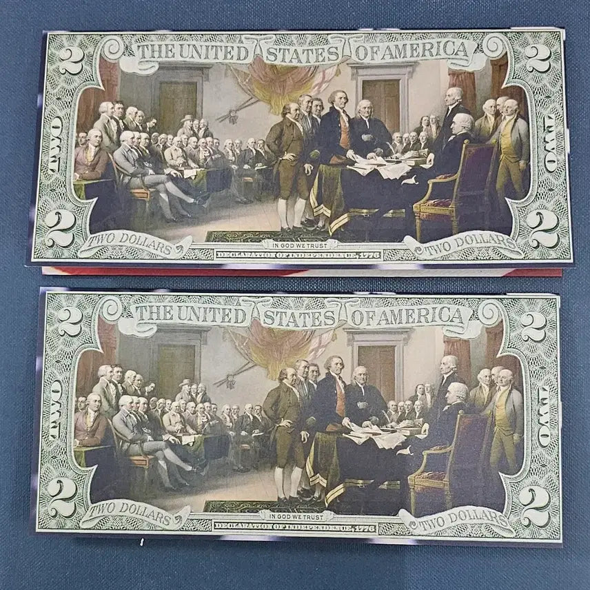 [BUNJANG] US 2 Dollar Gold Plated Banknote Set (2 pcs) / 미국 2달러 금장.지폐 세트2장