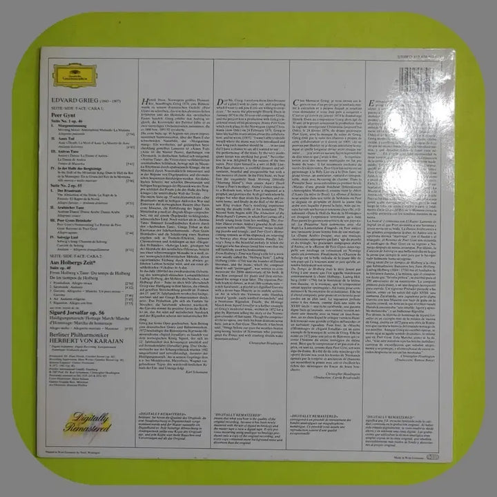 [BUNJANG] Edvard Grieg Peer Gynt Suites 1, 2 &amp; Holberg Suite LP German Pressing NM/NM / 에드바르 그리그 페르귄트 모음곡 1,2번 / 홀베르크 모음곡 LP NM/NM 독일반