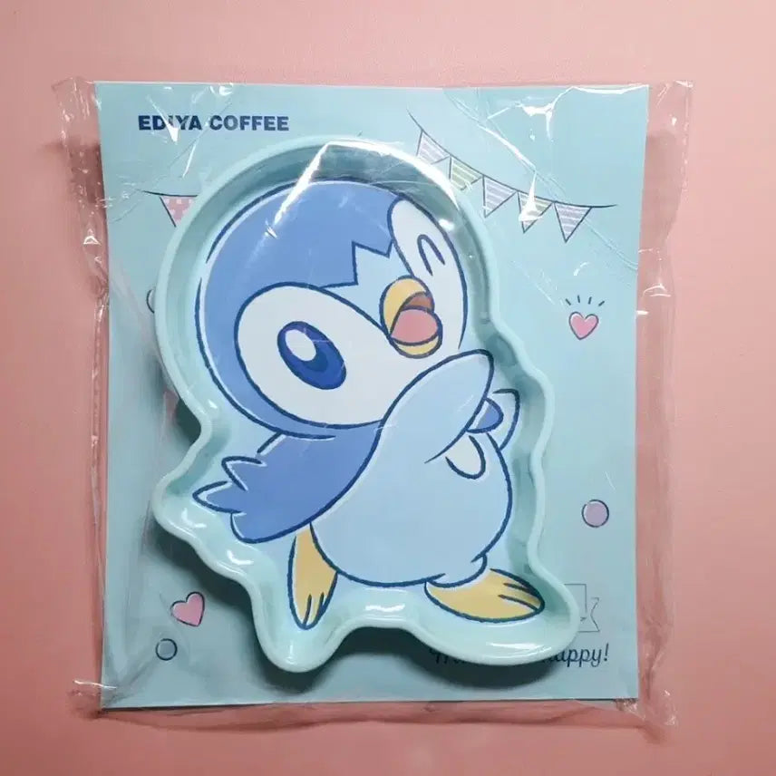 [BUNJANG] Ediya Pokemon Piplup Snack Plate + Pouch + Sticker Set / 이디야 포켓몬 팽도리 스낵접시+파우치+띠부씰 세트