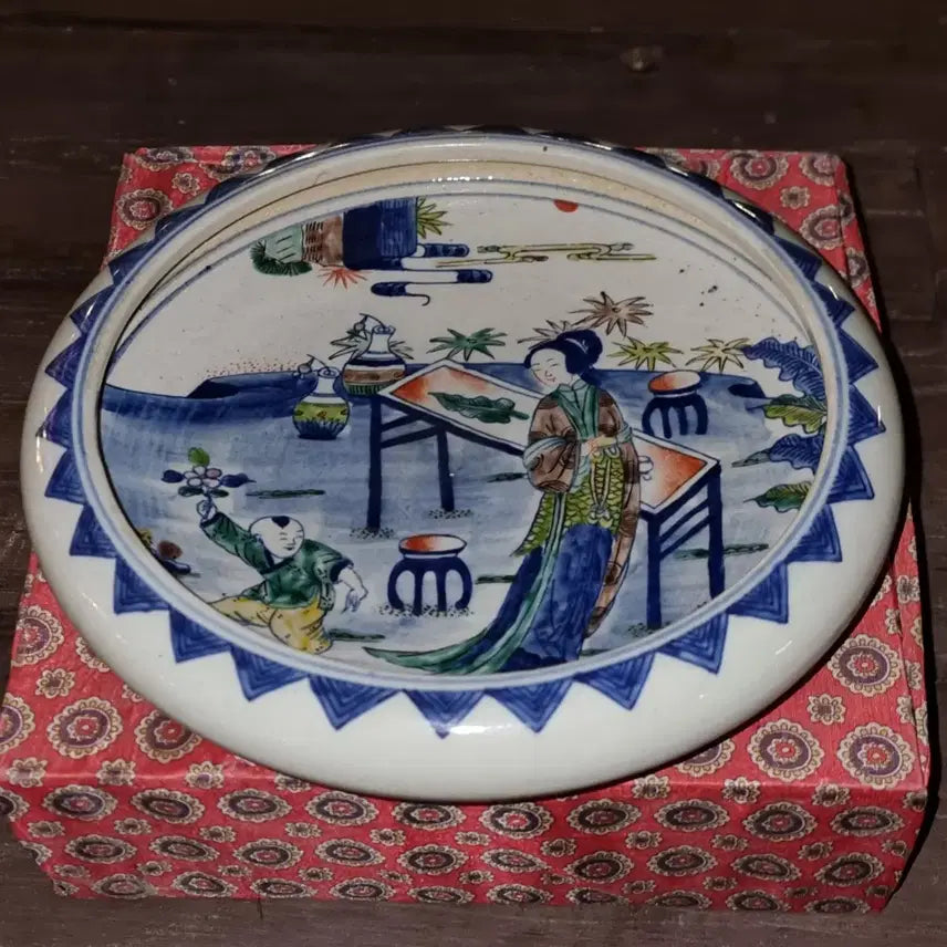 [BUNJANG] Goryeo Celadon Blue and White Figure Decorated Tea Bowl / 고도자 청화 인물문 필세  높이5  지름22센치 중국도자기 오래된.골통품
