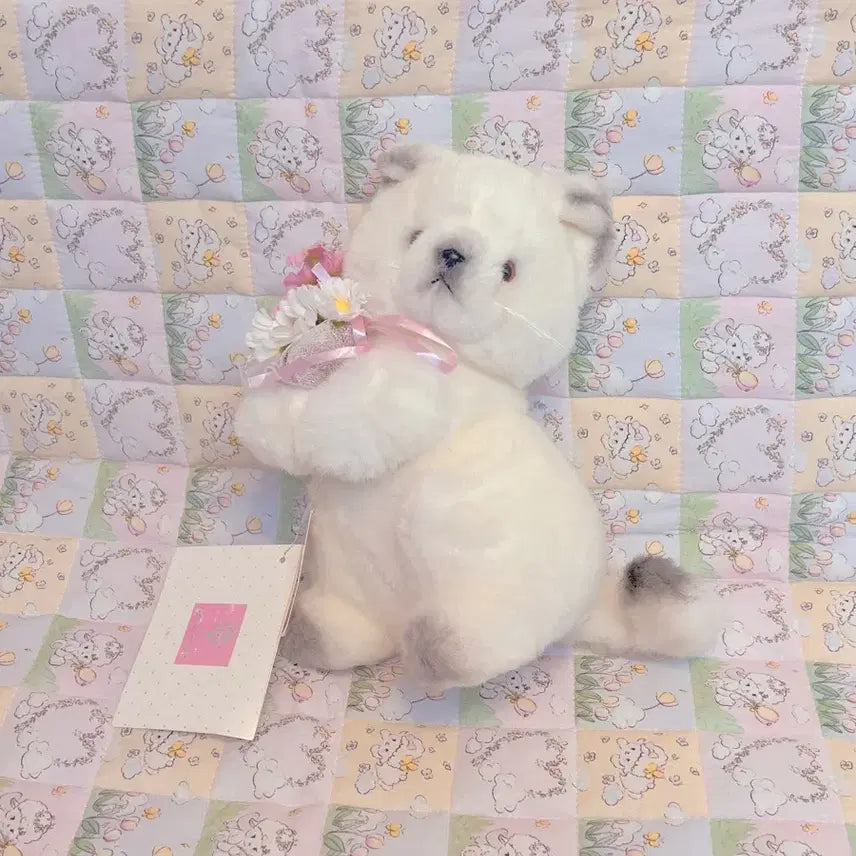 [BUNJANG] Oike Flower Cat Doll Vintage / 고전 오이케 꽃든 고양이 인형 빈티지인형