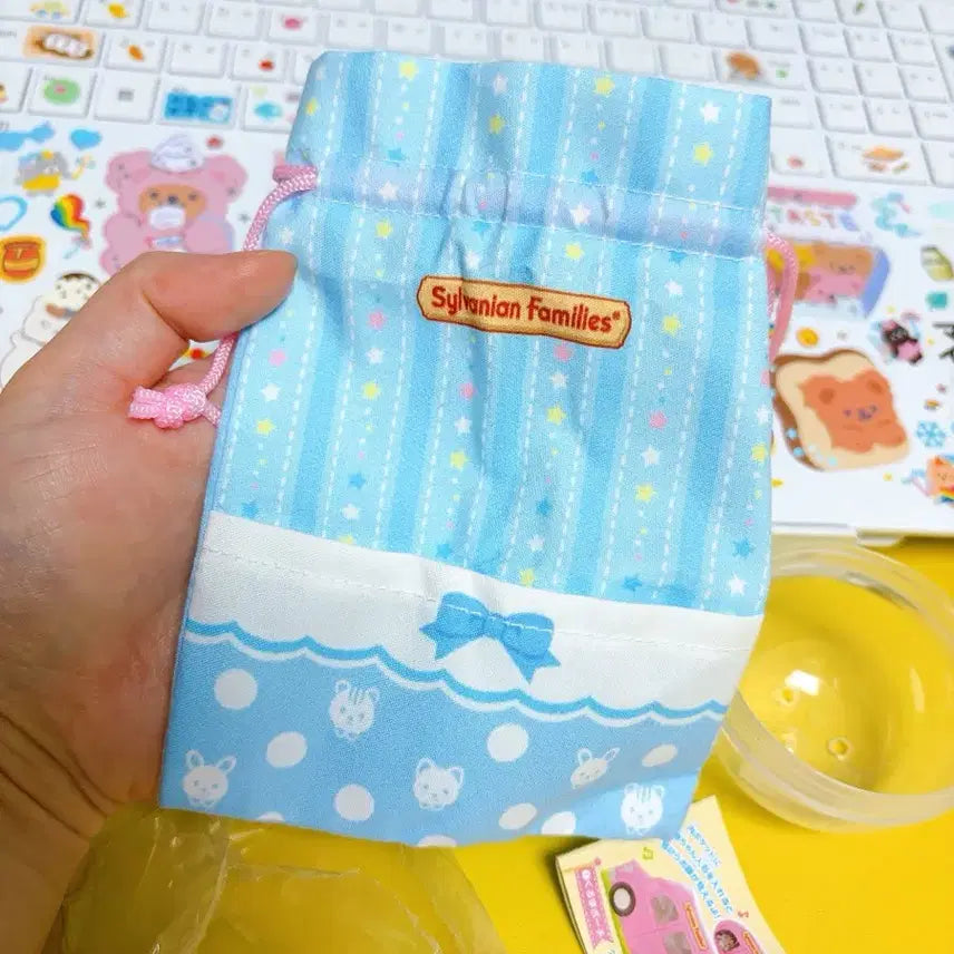 [BUNJANG] Sylvanian Families Lucky Bag String Pouch Blue / 실바니안 가챠 복주머니 스트링 파우치 주머니 블루