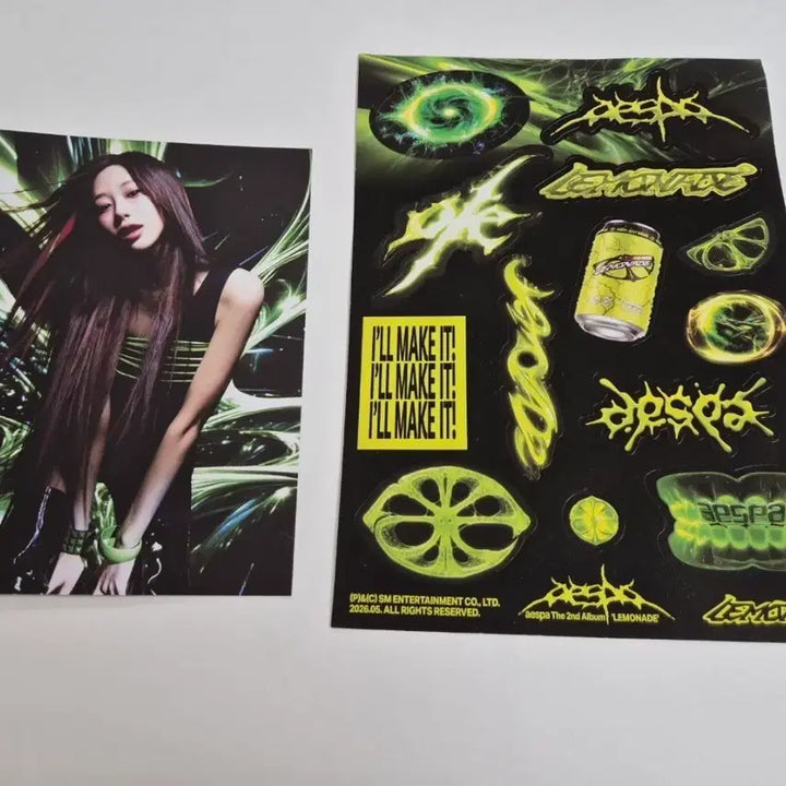 [BUNJANG] Aespa Giselle Lemonade Postcard + Sticker Photocard / 에스파 aespa 지젤 레모네이드 엽서 + 스티커 포카 양도
