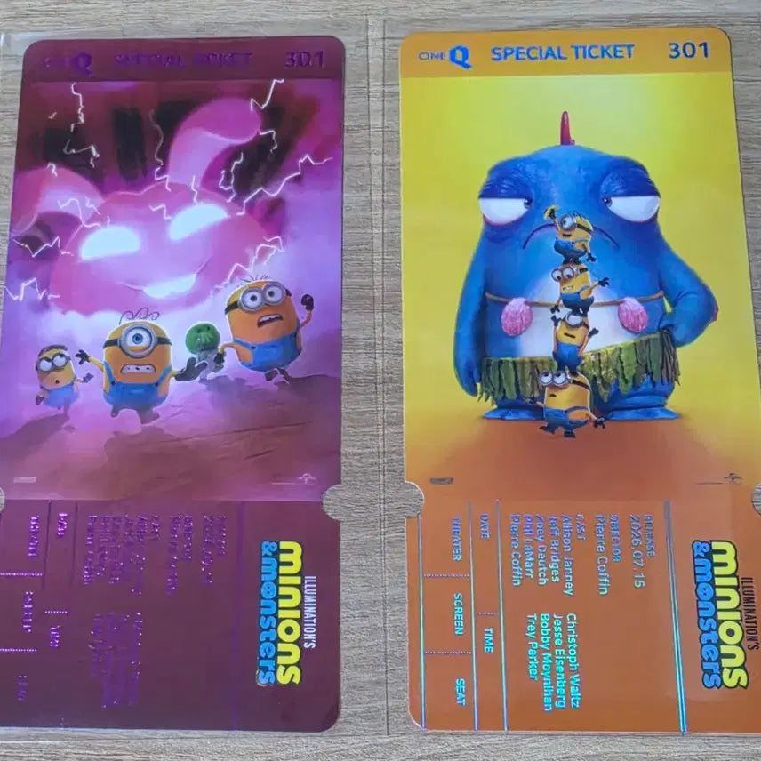 [BUNJANG] Minions &amp; Monsters Specialty Ticket Set (1 Set) / 미니언즈 &amp; 몬스터즈 스페셜티켓 1세트