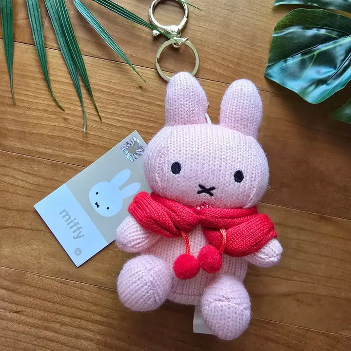 [BUNJANG] Pink Miffy Knit Cape Plush Keychain Holder / (새상품) 핑크 미피 니트 망토 인형 키링 키홀더