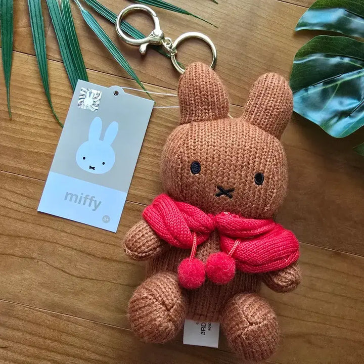 [BUNJANG] Brown Miffy Knit Cape Doll Keychain Holder / (새상품) 브라운 미피 니트 망토 인형 키링 키홀더