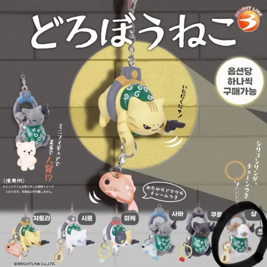 [BUNJANG] Thief Cat Mini Figure Keychain / 도둑 고양이 연결 메지루시