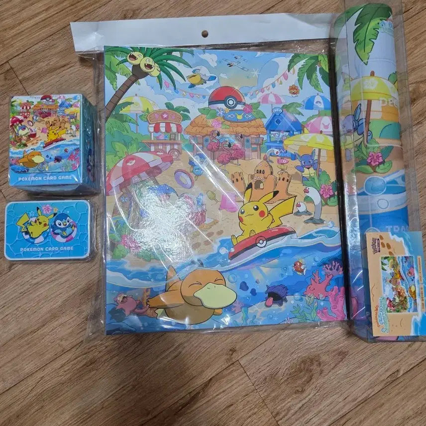 [BUNJANG] Pokemon Chilling Reign Beach Supply Bundle Set Tin Case Deck Case Playmat Collection File / 4종 일괄 포켓몬스터 부산 팝업 칠링 비치 서플라이 틴케이스 덱케이스 플레이매트 컬렉션 파일