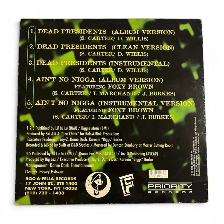 [BUNJANG] Jay-Z Dead Presidents Single LP / (Rare)Jay-Z - Dead President$ Single LP