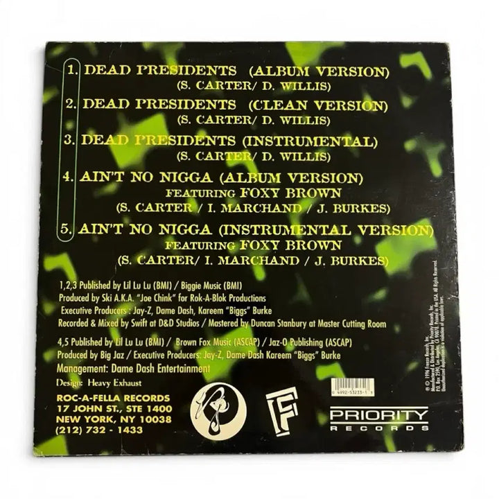 [BUNJANG] Jay-Z Dead Presidents Single LP / (Rare)Jay-Z - Dead President$ Single LP