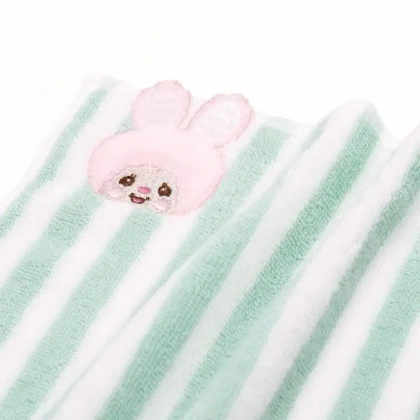 [BUNJANG] Monchhichi Chimutan Stripe Hand Towel - Mint / 일본 몬치치 치무탄 핸드타올 땀손수건 - 스트라이프 민트