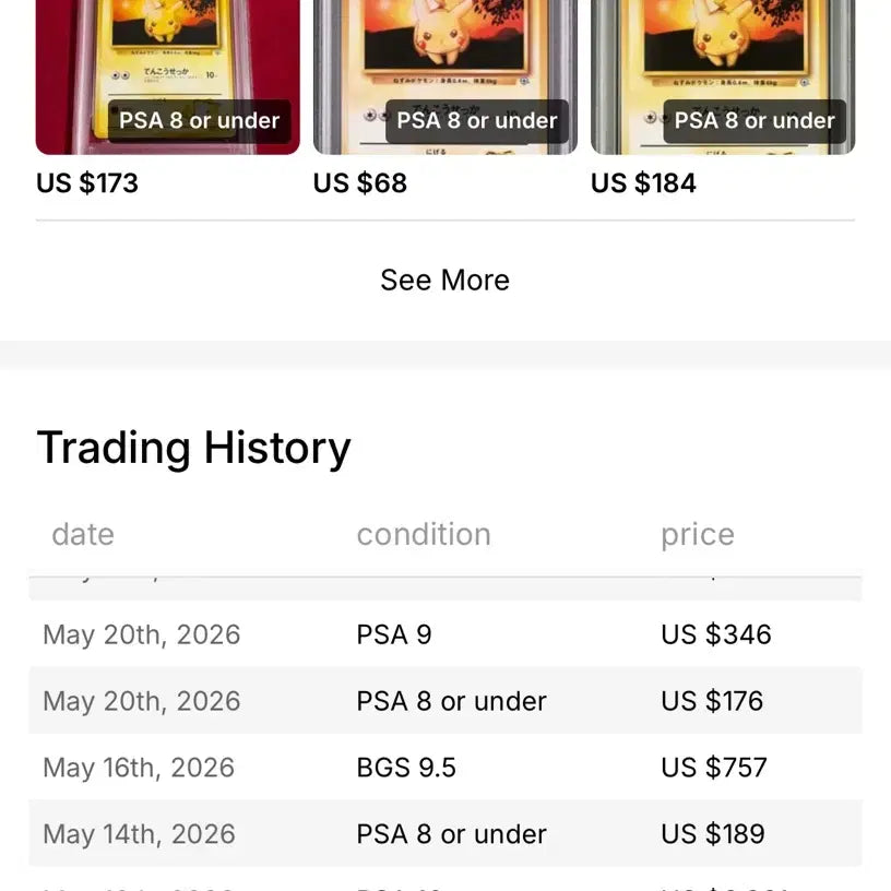 [BUNJANG] Matisse Pikachu PSA 8 Graded Card / 마티스의 피카츄 psa 8 등급 팝니다.