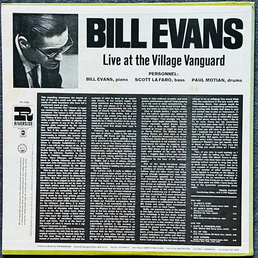 [BUNJANG] Bill Evans - Live At The Village Vanguard LP (1967 US First Pressing) / LP : Bill Evans - Live At The Village Vanguard
