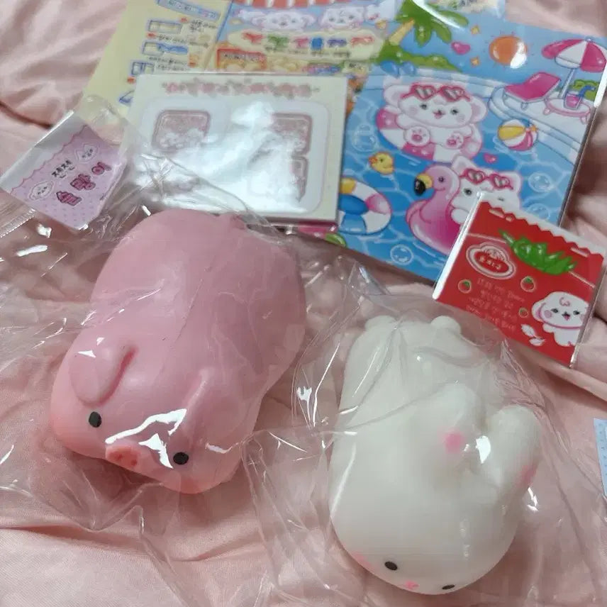 [BUNJANG] Crunchy Slangy Pig and Rabbit Plush Dolls (Sealed) / 돼지,토끼 크런치 슬랑이 미개봉 새제품 판매