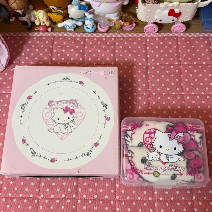 [BUNJANG] Charmy Kitty Classic Plate Storage Box &amp; Handkerchief Case Set / 세트)고전 챠미키티 접시 보관함 손수건 케이스