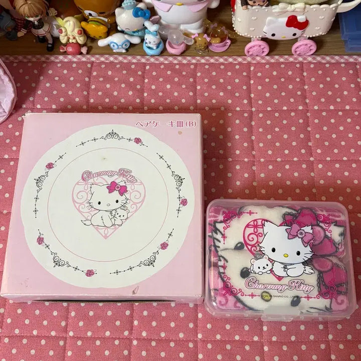 [BUNJANG] Charmy Kitty Classic Plate Storage Box &amp; Handkerchief Case Set / 세트)고전 챠미키티 접시 보관함 손수건 케이스