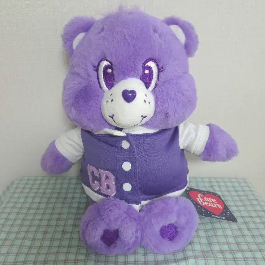 [BUNJANG] Care Bears Purple Baseball Jacket Teddy Bear M / 케어베어 보라 퍼플 야구점퍼 곰 인형 M