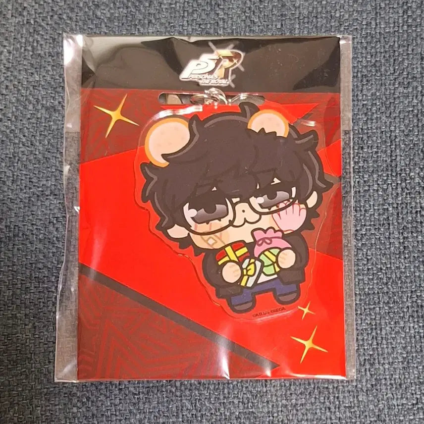 [BUNJANG] Persona 5 Royal Amamiya Ren Acrylic Keychain &amp; Hair Clip Set / 페르소나 5 로얄 주인공 부쿠부 업보 키링 머리핀 일괄 아마미야 렌