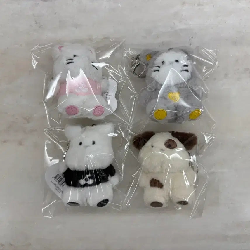 [BUNJANG] Fluffy Friends 4-Type Set Bundle / 플러피친구들 키링 인형 4종 세트 일괄