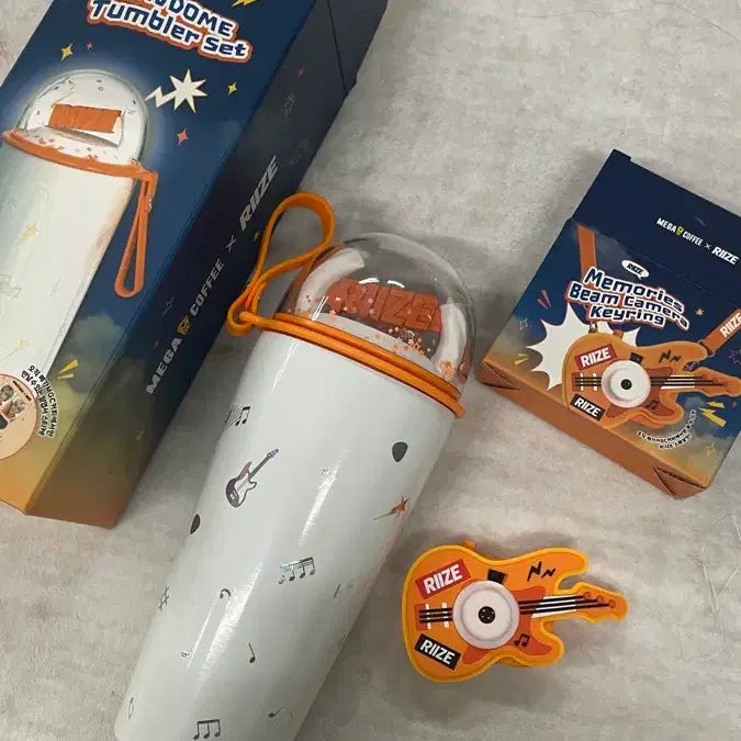 [BUNJANG] RIIZE Mega Coffee Raidome Tumbler &amp; Guitar Keychain (Unsealed) / 라이즈 메가커피 RIZE 라브돔 텀블러 기타키링(단순개봉)