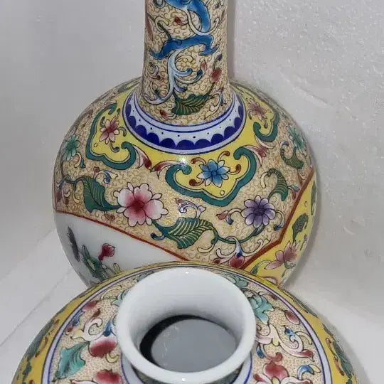 [BUNJANG] Qianlong Period "Tsuba" Vase Set (2 pcs) / 건륭년제 화조문 화병2개=1셑 높28 높20 센 중국도자기 고도자 골통품