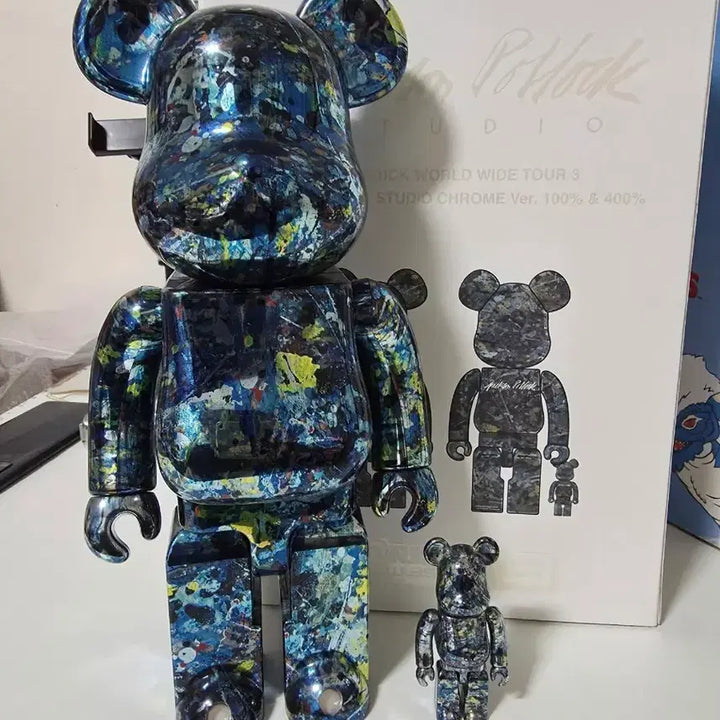 [BUNJANG] Bearbrick Worldwide Tour 3 Jackson Pollock Studio Chrome 100% &amp; 400% / 베어브릭 월드와이드투어3 잭슨폴락 스튜디오 크롬 100% 400%