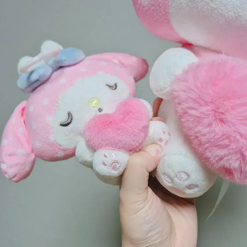 [BUNJANG] Sanrio 50th Anniversary My Melody Medium Plush + Keychain Doll Set / 산리오 50주년 마이멜로디 중형+키링 인형 세트