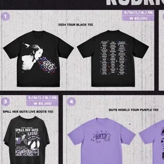 [BUNJANG] Olivia Rodrigo 2024 Tour Merchandise T-Shirt Black / 올리비아 로드리고 2024 투어 머천다이즈 티셔츠