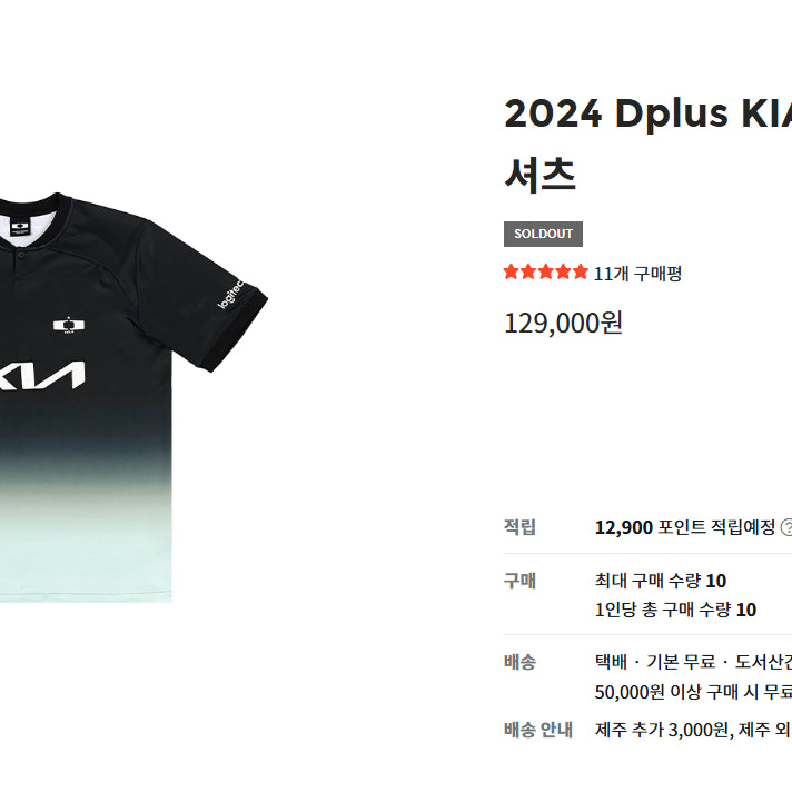[BUNJANG] DK (Deplus KIA) 2024 Official Uniform Jersey (Lucid Player Print) 4XL / 24 DK 디플러스기아 공식 유니폼 셔츠 풀박스 (루시드 마킹)