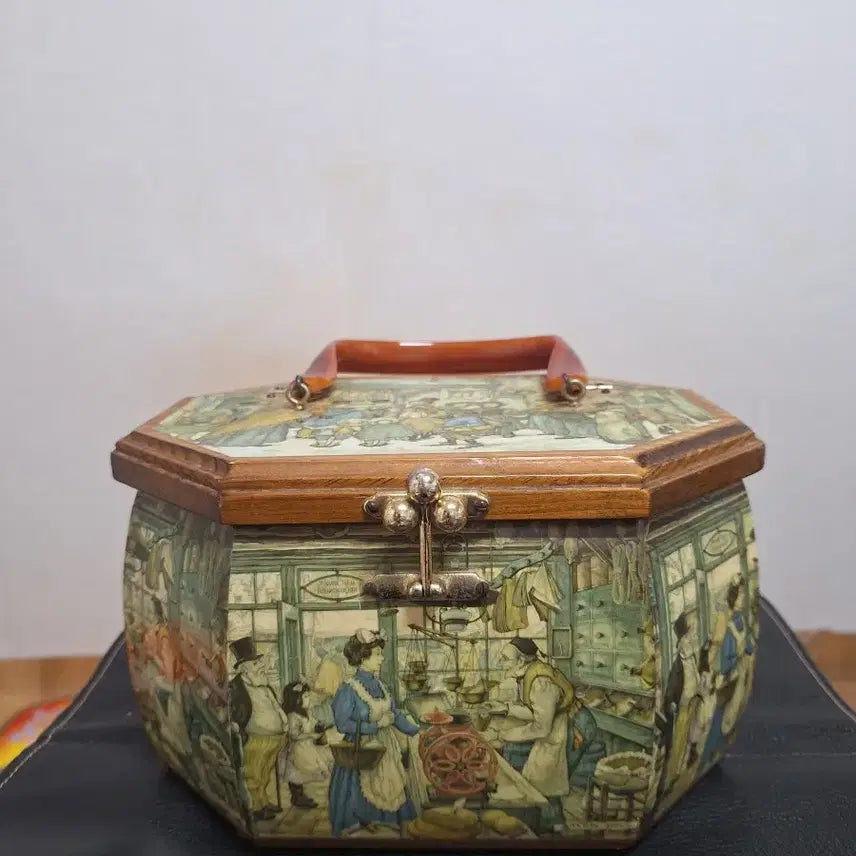 [BUNJANG] 1960s Anton Pieck Octagonal Wooden Box Bag / Jewelry Box / [빈티지] 1960s 안톤 피크(Anton Pieck) 8각 나무 박스백 / 보석함 소품