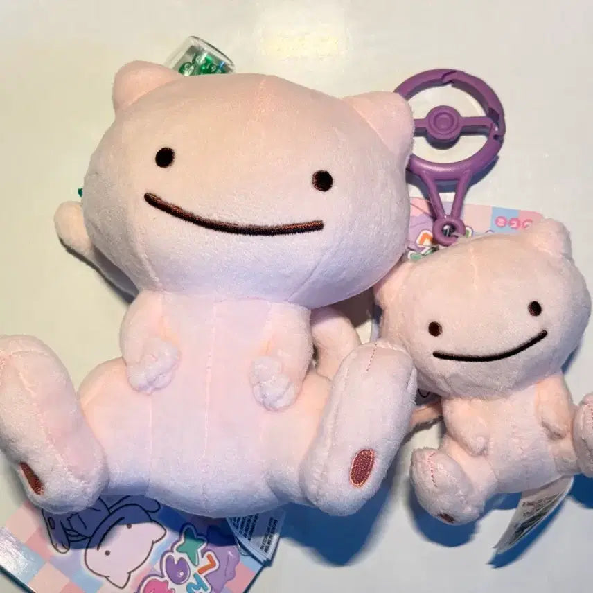 [BUNJANG] Pokemon Center Ditto Metamon Mew Plush + Carabiner Mascot Keychain / 포켓몬센터 변신 메타몽 뮤 인형 + 카라비너 마스코트 키링