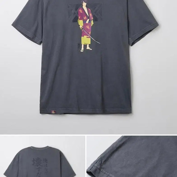 [BUNJANG] SPAO x Gintama Shinsuke Short Sleeve T-Shirt Charcoal S / [새상품] 스파오 x 은혼 숏슬리브 티셔츠 차콜 신스케 S 사이즈