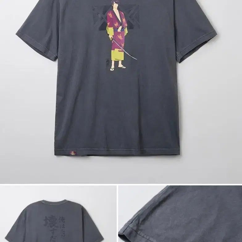 [BUNJANG] SPAO x Gintama Shinsuke Short Sleeve T-Shirt Charcoal S / [새상품] 스파오 x 은혼 숏슬리브 티셔츠 차콜 신스케 S 사이즈