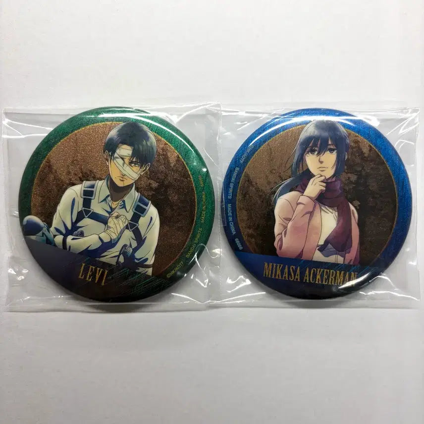 [BUNJANG] Attack on Titan Ichiban Kuji G Prize Metallic Can Badge Bundle Set - Levi, Mikasa / <일괄> 진격의 거인 G상 메탈릭 캔뱃지 리바이 미카사 이치방쿠지 제일복권 양도