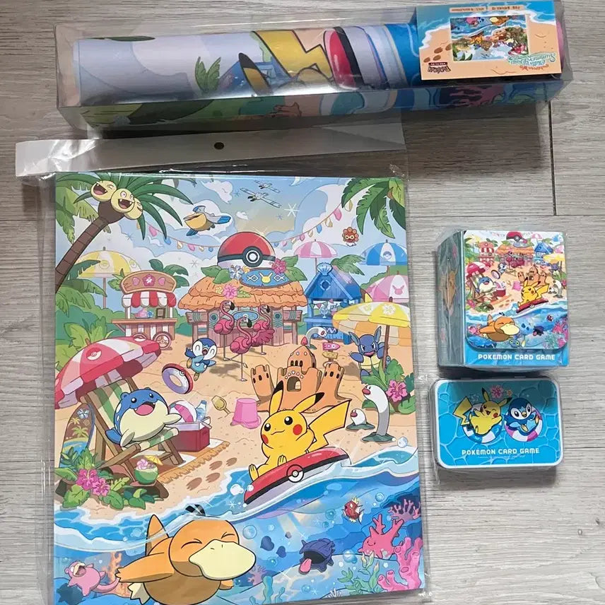 [BUNJANG] Pokemon TCG Chilling Beach Supply Playmat, Collection File, Deck Case, &amp; Tin Case (Sealed) / 포켓몬카드 부산팝업 칠링 비치 서플라이 플레이매트 컬렉션파일 덱&amp;틴 케이스)