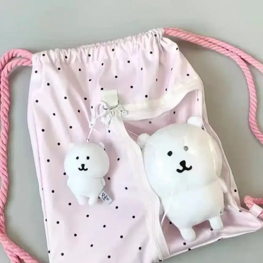 [BUNJANG] Pink Dot Transparent Gym Sack Ita Bag / (새상품) 핑크 도트 투명 짐색 이타백 덕질가방 콘서트가방