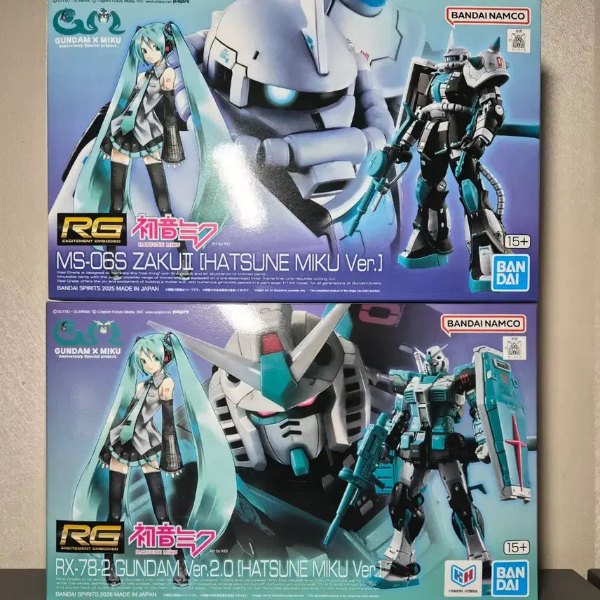 [BUNJANG] Bandai RG Hatsune Miku Gundam &amp; Zaku 2-Type Set / (하츠네 미쿠 Ver.)반다이 RG 미쿠 건담/자쿠 2종 세트