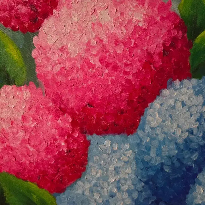 [BUNJANG] Oil Painting Hydrangea Pink Blue Mix 53x73 / 유화 그림 수국 핑크 블루 믹스