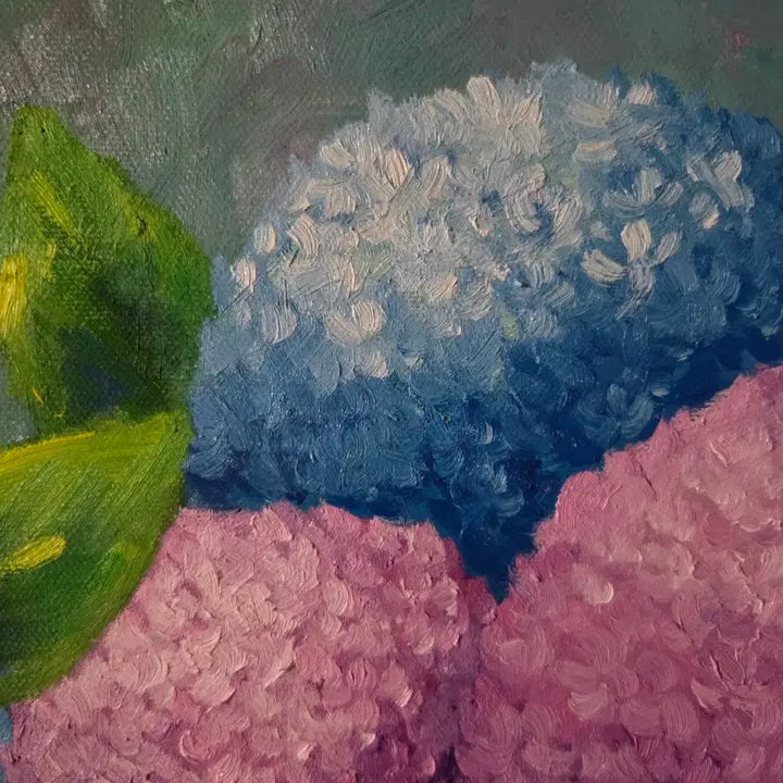[BUNJANG] Oil Painting Hydrangea Pink Blue Mix 53x73 / 유화 그림 수국 핑크 블루 믹스