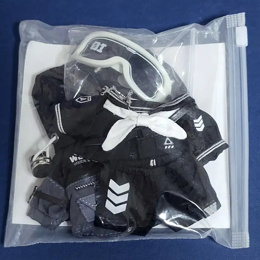 [BUNJANG] 10cm Doll Clothes Special Agent Black with Goggles Set / 10cm인형옷 우블 특수요원 블랙 블랙고글 포함 랜박 무속성 인형 옷