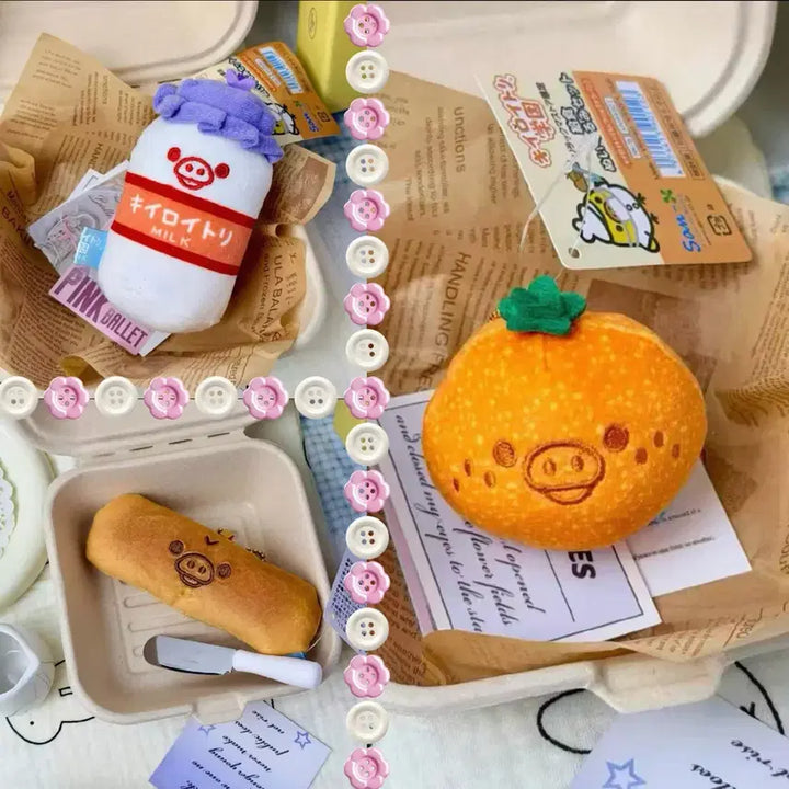 [BUNJANG] San-X Kiiroitori Milk, Tangerine, and Bread Plush Dolls / 산엑스 키이로이토리 우유 인형 귤 인형 빵 인형