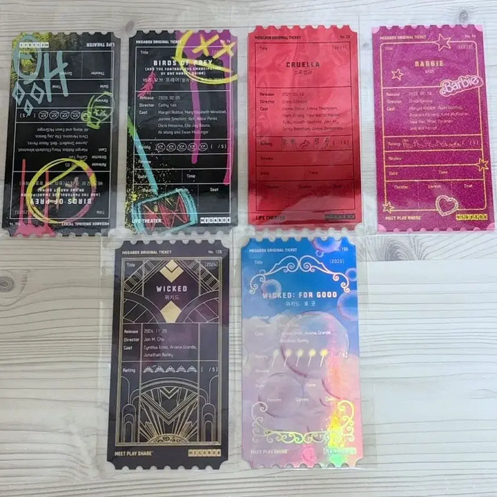 [BUNJANG] Bundle Set Original Ticket Set: Buzz of Prey, Cruella, Barbie, Wicked / 6개 일괄) 크루엘라 바비 위키드 버즈 오브 프레이 오리지널티켓 오티 메가박스 메박