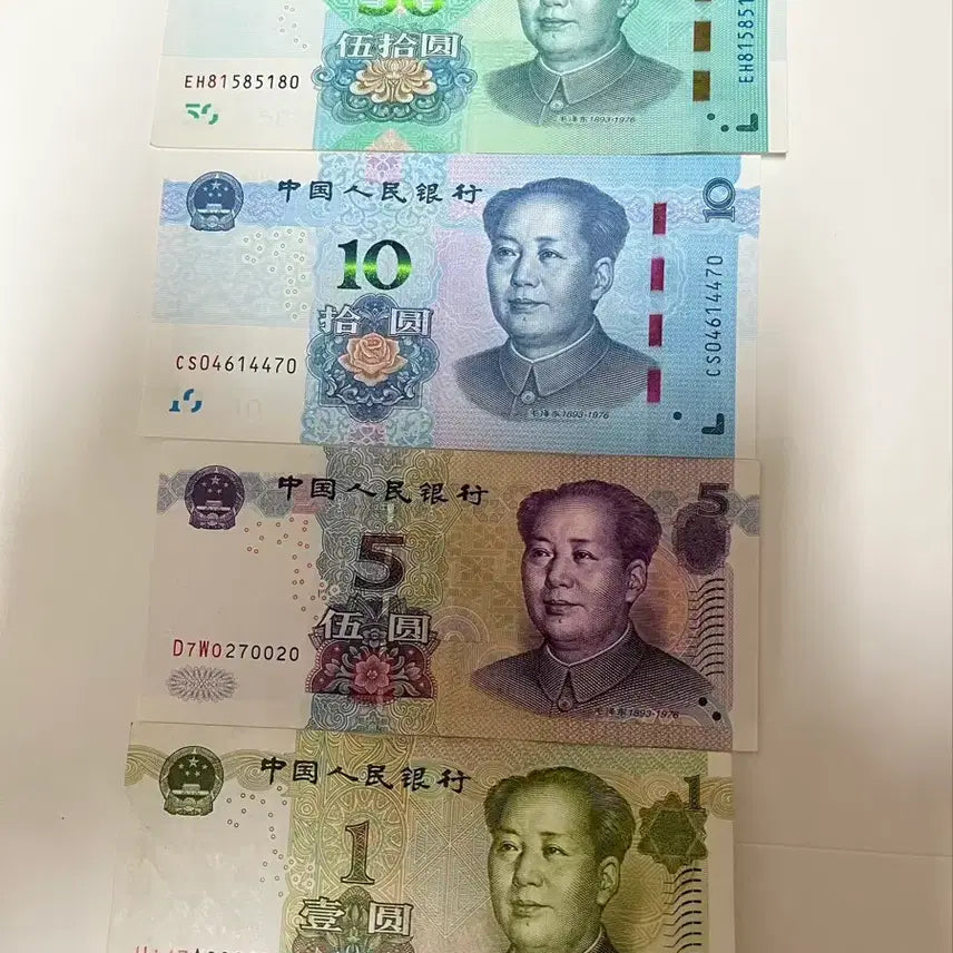[BUNJANG] 5th Series Chinese Renminbi 4-Note Set (1999, 2005, 2019 Issues) / 제5차 중국 인민폐 4종 세트  1999 2005 2019년 발행