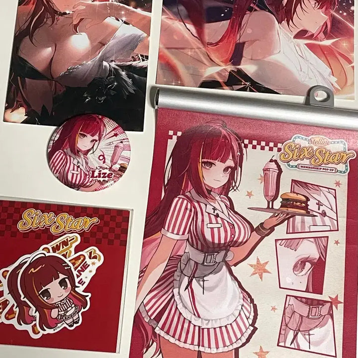 [BUNJANG] Stellive Riz / Rizu / Rize / Riz Collaboration Bundle Set / 일괄) 스텔라이브 리제 캔뱃지, 태피스트리, 스티커, 엽서