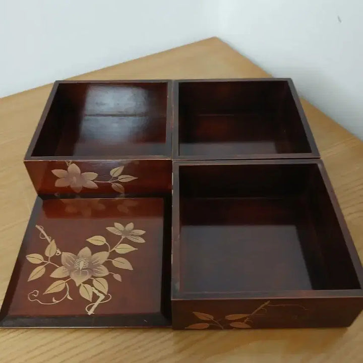 [BUNJANG] Japanese Vintage Lacquered Wood Jewelry Box with Floral Motif / 일본 빈티지 빈티지 꽃문양  나무보관함