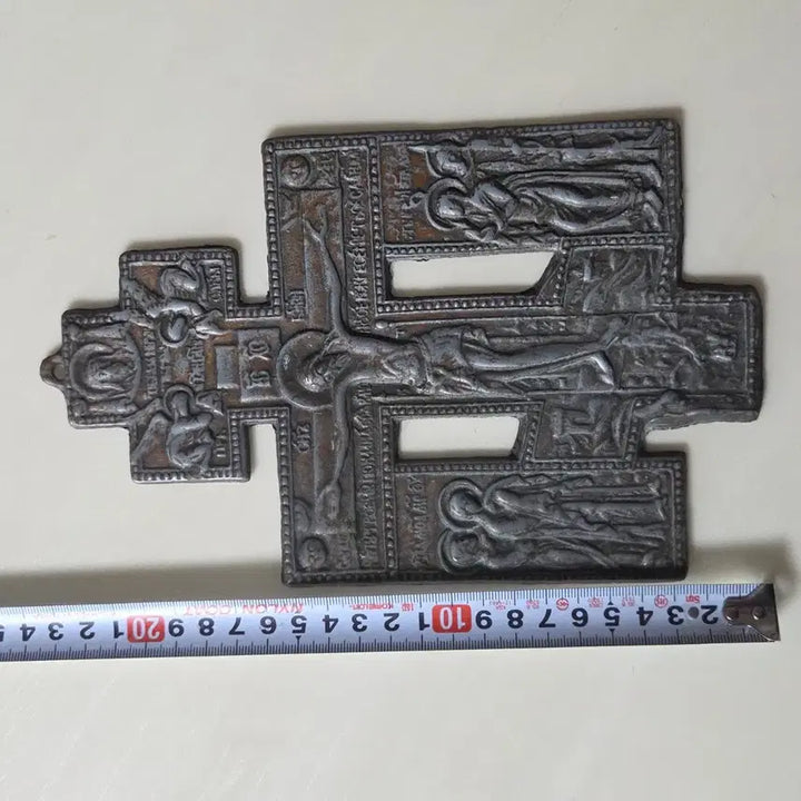 [BUNJANG] Italian Antique Brass Crucifix with Jesus and Saints / 이탈리아 앤틱 십자가 예수님 천주교 십자가 황동