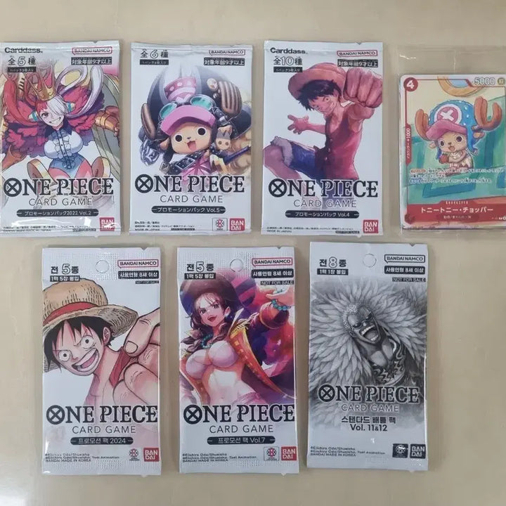 [BUNJANG] One Piece Card Japanese &amp; Korean Promo Pack Bundle Set (Sealed) / 원피스카드 일본판&amp;한글판 프로모팩 7개 1세트 미개봉 일괄