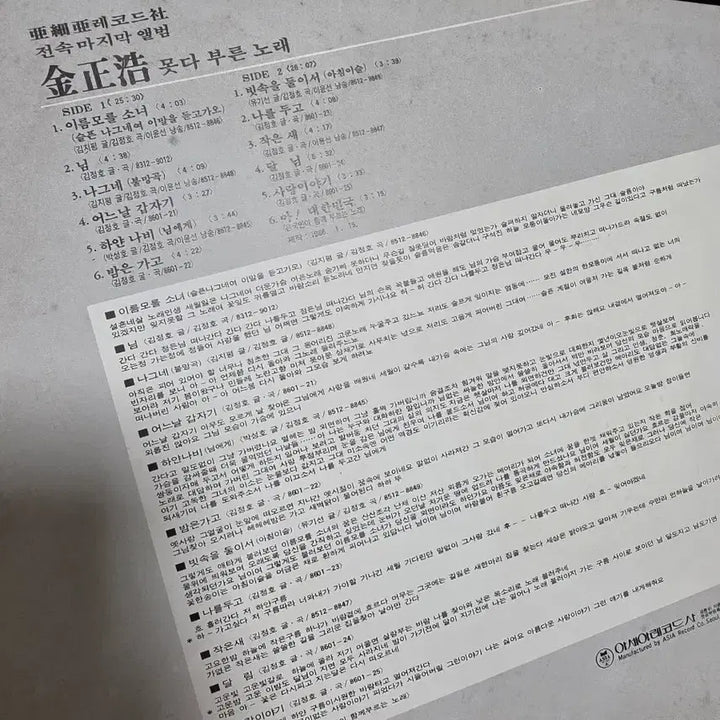 [BUNJANG] Kim Jung Ho Unsung Songs LP / 김정호 LP 못다 부른 노래