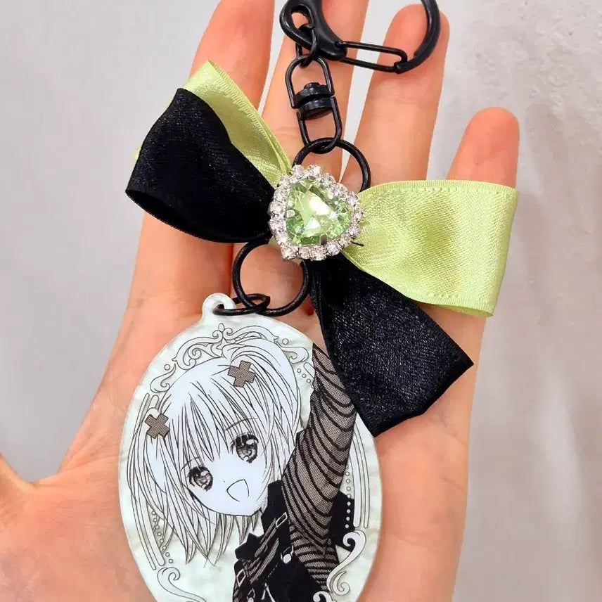 [BUNJANG] Shugo Chara! Amu Hinamori Original Sketch Gothic Ribbon Jewel Charm Keychain / 캐릭캐릭체인지 히나모리 아무 원화 사복 고딕 리본 쥬얼 챰 키링